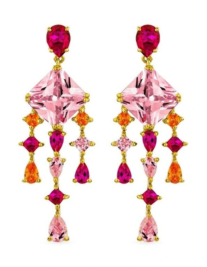 Luxe Jewel Earrings with Rubys & with Mixed Diamonds in Gold image 4