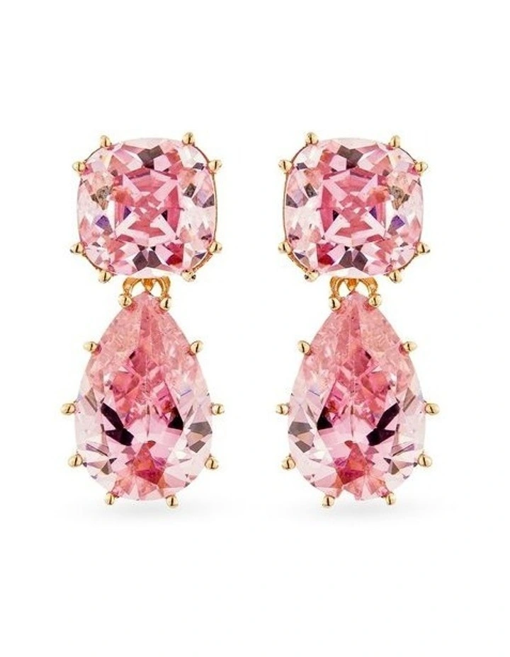 Splice Drop Earrings with Diamonds in Gold image 1