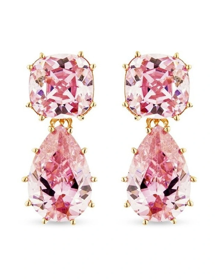 Splice Drop Earrings with Diamonds in Gold image 2