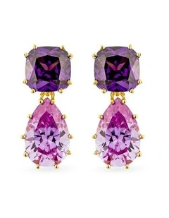 Splice Drop Earrings With Amethysts in Gold