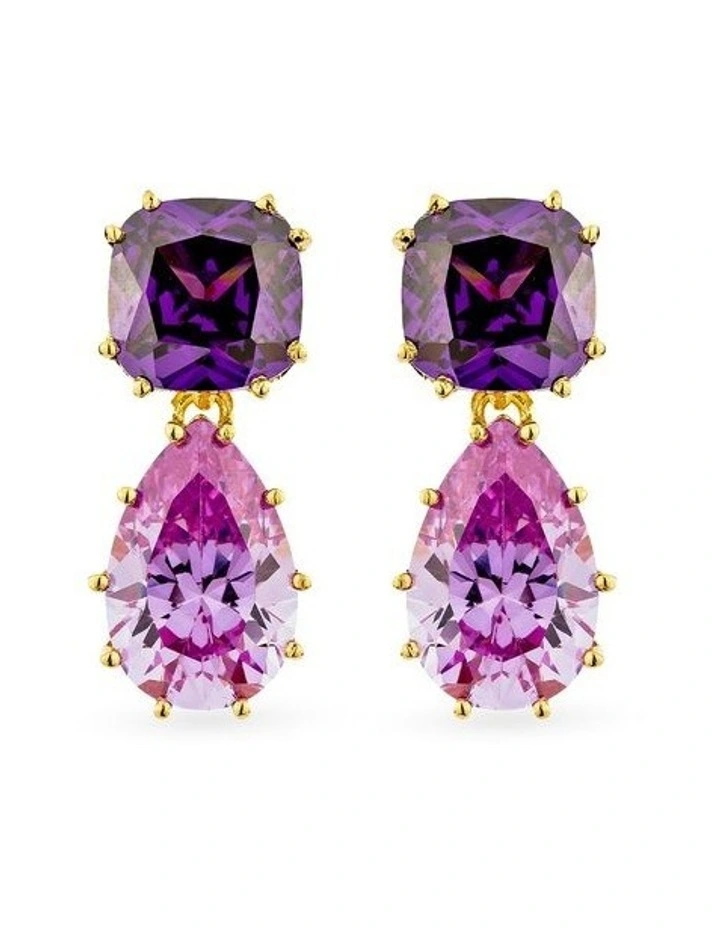 Splice Drop Earrings With Amethysts in Gold image 1