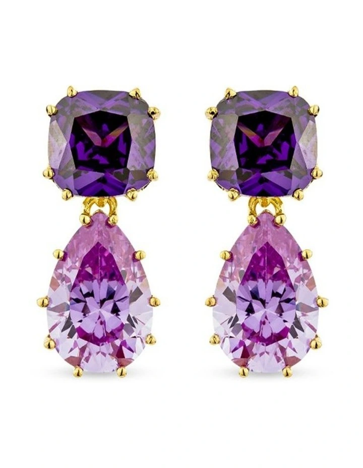 Splice Drop Earrings With Amethysts in Gold image 2