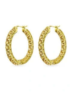 Luxe Hoop Grande Earrings With Diamonds in Gold