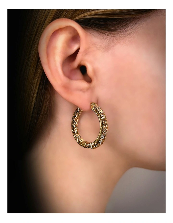 Luxe Hoop Grande Earrings With Diamonds in Gold image 2