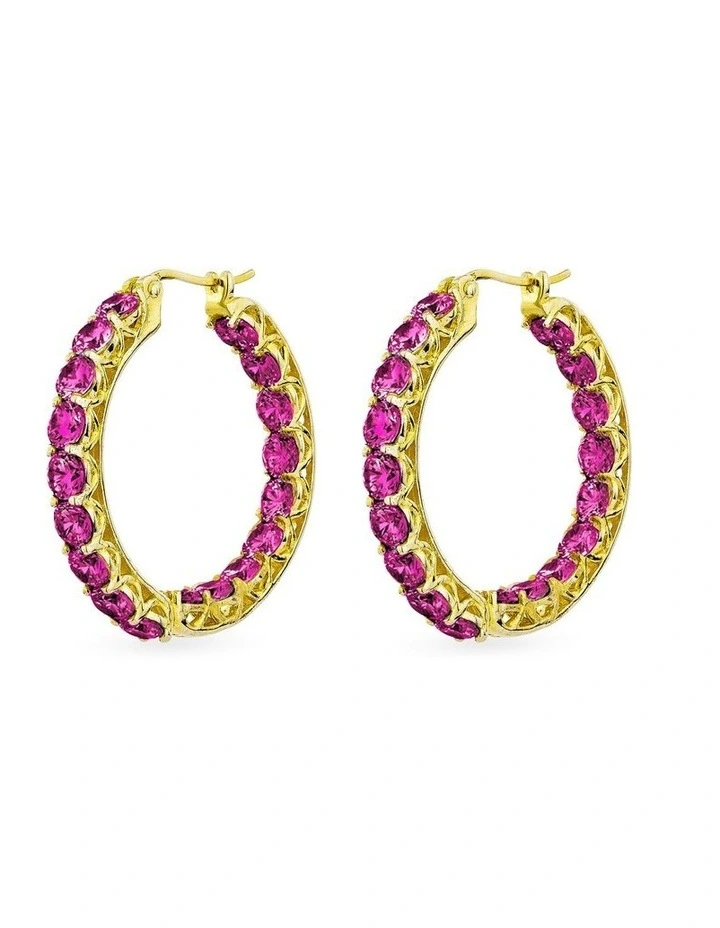 Luxe Hoop Grande Earrings with Rubys in Gold image 1