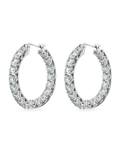Luxe Hoop Grande Earrings with Diamonds in Silver
