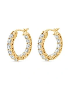Luxe Hoop Petite Earrings with Diamonds in Gold