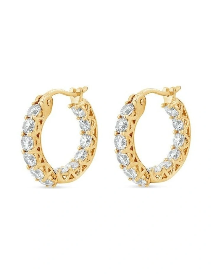 Luxe Hoop Petite Earrings with Diamonds in Gold image 1