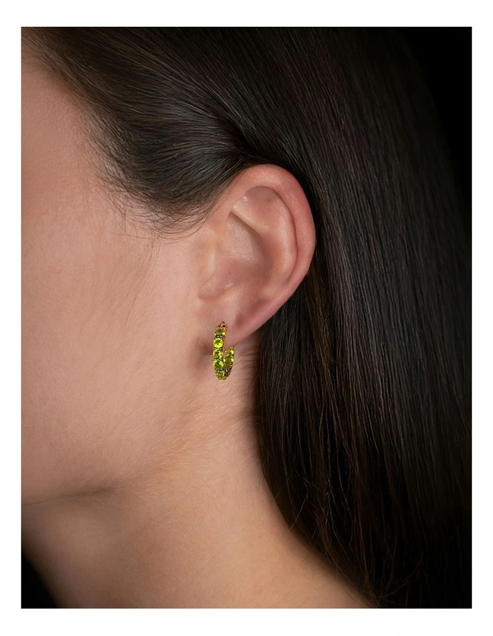 Luxe Hoop Petite Earrings with Amethysts in Gold image 2