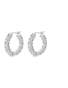 Luxe Hoop Petite Earrings With Diamonds in Silver