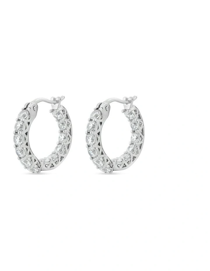 Luxe Hoop Petite Earrings With Diamonds in Silver image 1