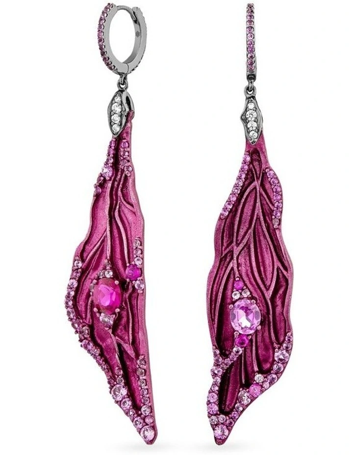 Wings of Flight Earrings With Ruby in Black image 2
