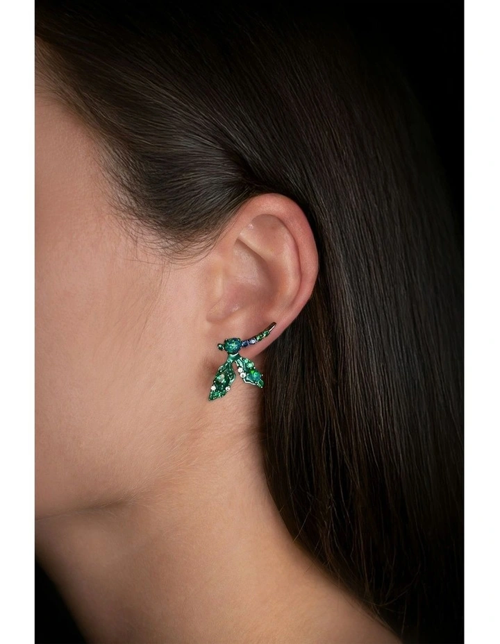 Dragonfly Stud Set With Opals And Mixed Diamonds in Green image 2