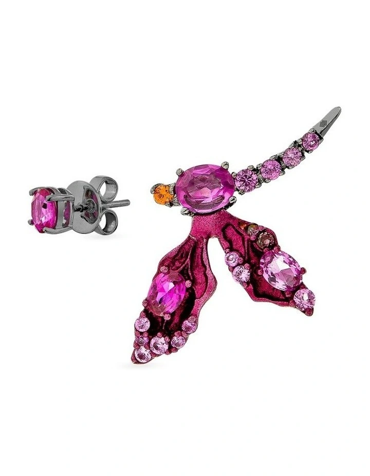 Dragonfly Stud Set With Ruby And Mixed Diamonds in Pink image 4