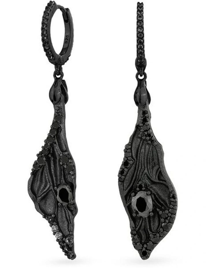 Dragonfly Earrings With Diamonds in Black image 3