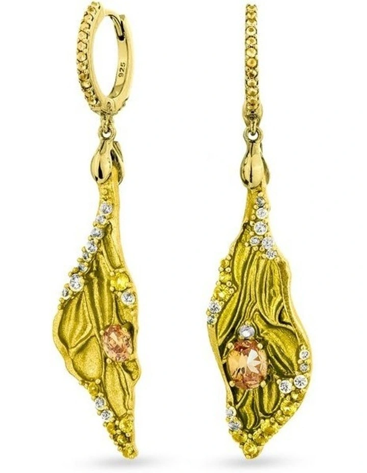 Dragonfly Earrings with Champagne Diamonds & with Mixed Diamondss in Gold image 1