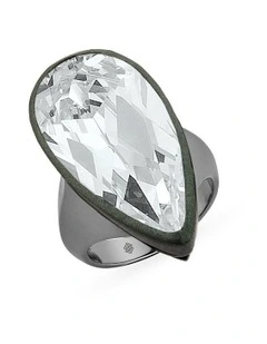 Beetle Ring (Gray Aluminum) With Diamond in Black