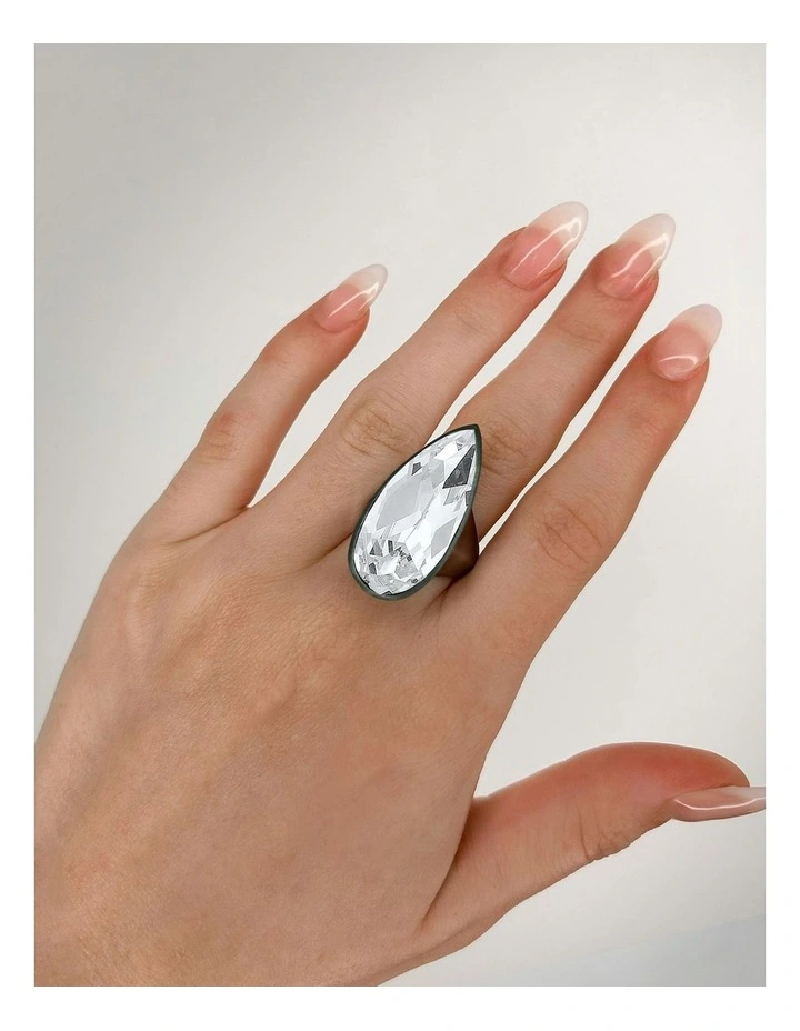 Beetle Ring (Gray Aluminum) With Diamond in Black image 2