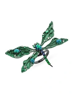 Wings of Flight Ring With Opals With Mixed Diamonds in Black