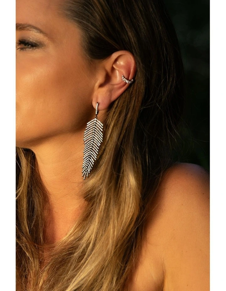 Freedom Earrings With Diamonds in Black image 2