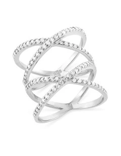 Double Axis Ring With Diamonds in Silver