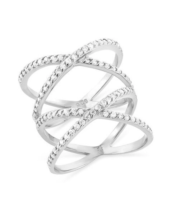 Double Axis Ring With Diamonds in Silver image 1