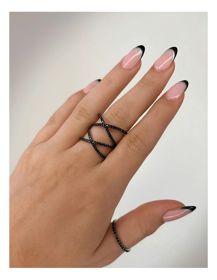 Double Axis Ring With Diamonds in Multi image 2