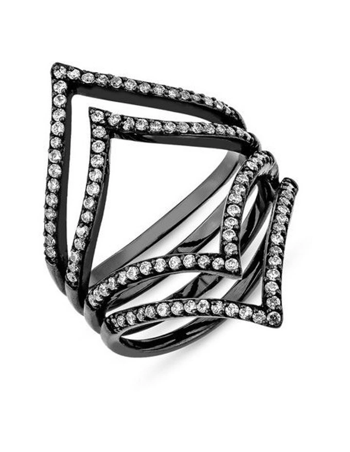 Shine Ring With Diamonds in Black Rhodium image 1