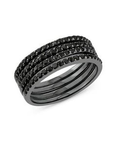 Movement Ring 4 With Diamonds in Black