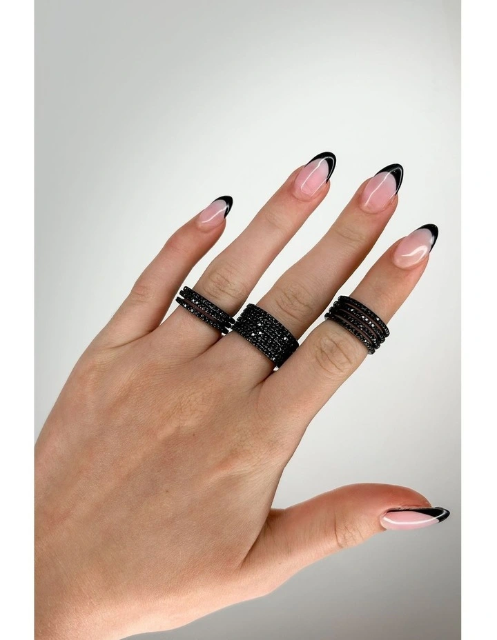 Movement Ring 4 With Diamonds in Black image 3