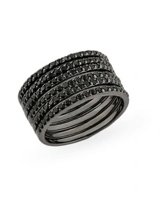 Movement Ring With Diamonds in Black