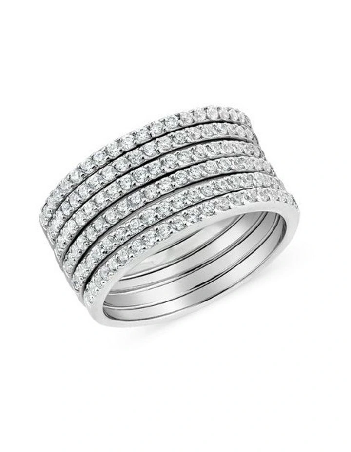Movement Ring With Diamonds in Silver image 1