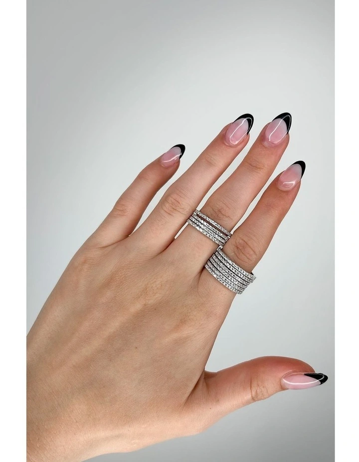 Movement Ring With Diamonds in Silver image 3