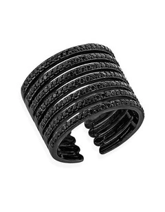 Caged Ring With Diamonds in Black