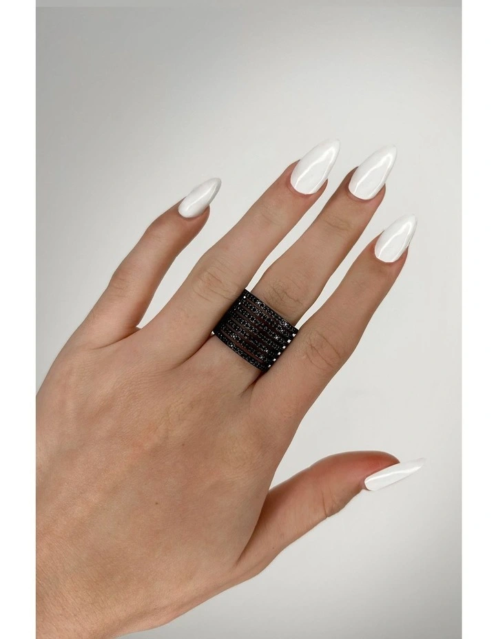 Caged Ring With Diamonds in Black image 2
