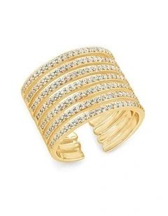 Caged Ring With Diamonds in Gold