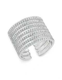 Caged Ring With Diamonds in Silver