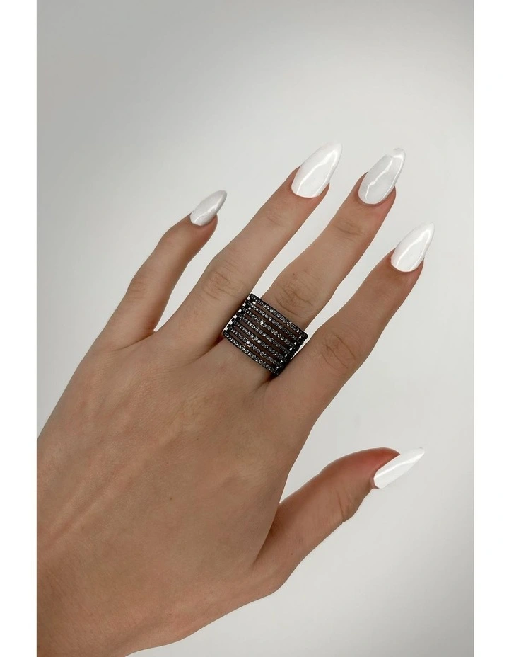 Caged Ring With Diamonds in Multi image 2