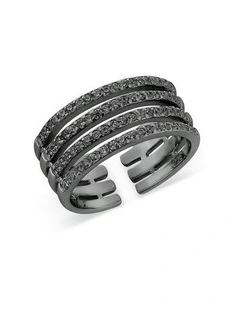 Caged Midi Ring With Diamonds in Black