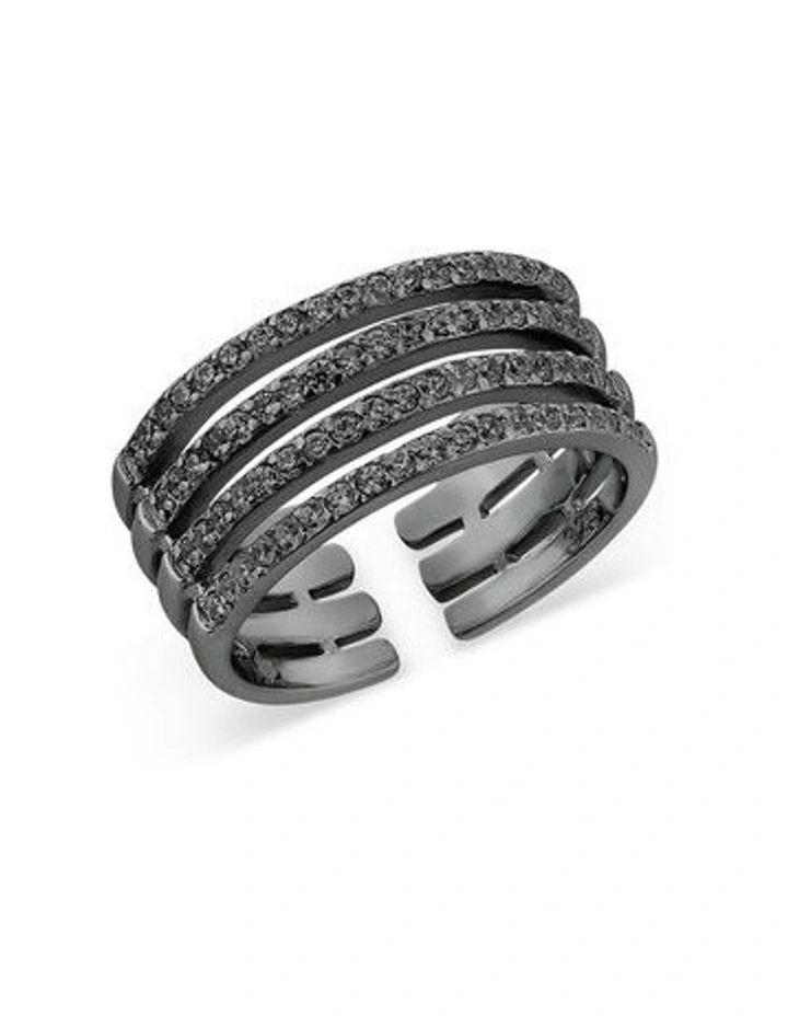 Caged Midi Ring With Diamonds in Black image 1