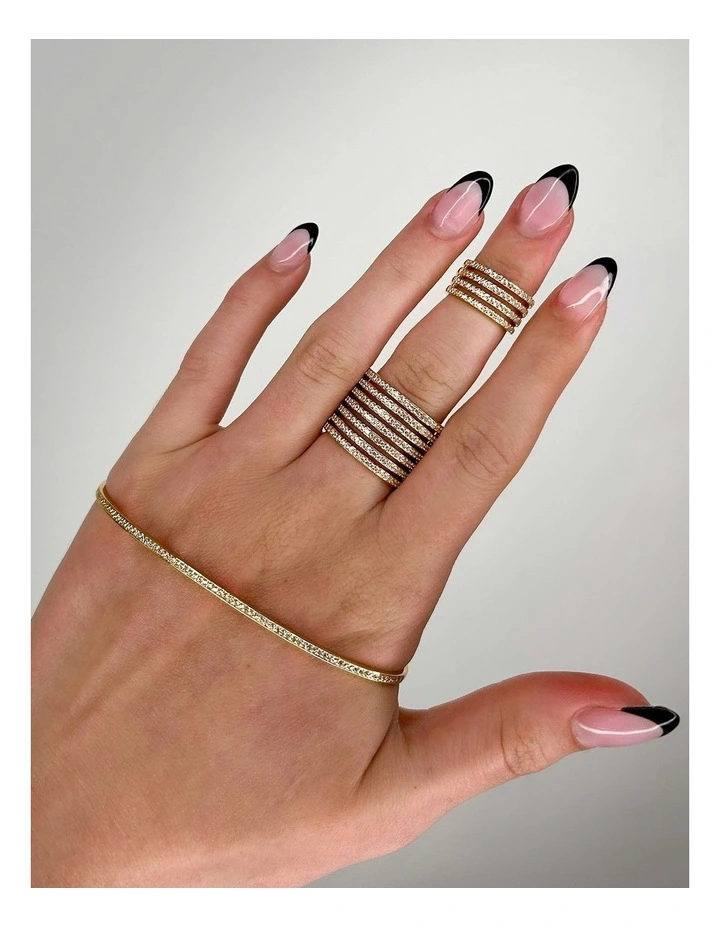 Caged Midi Ring With Diamonds in Black image 2