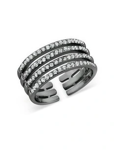 Caged Midi Ring in Black