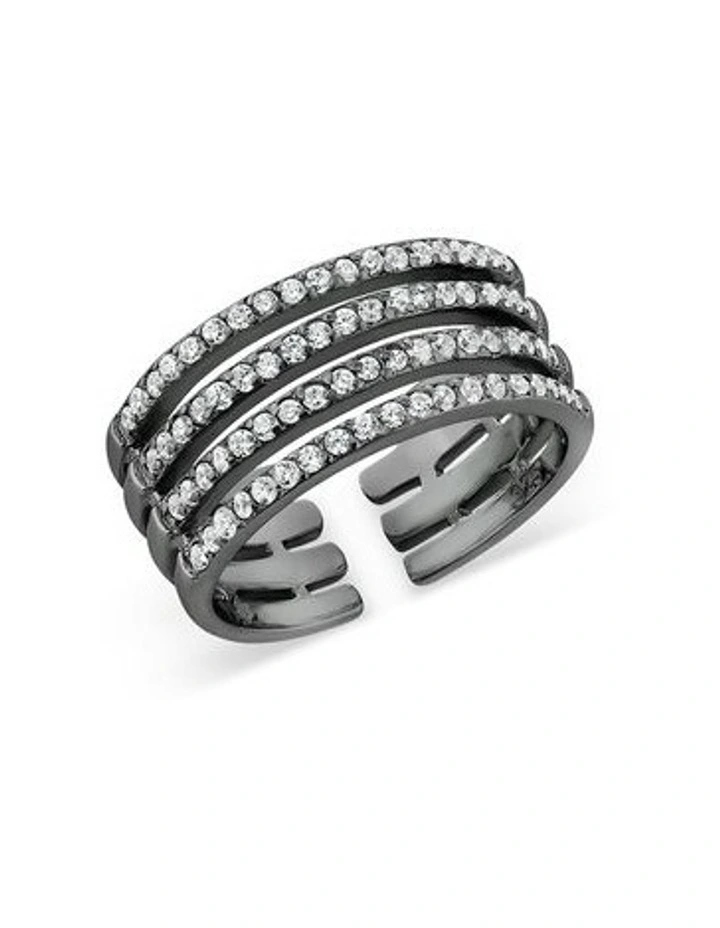 Caged Midi Ring in Black image 1