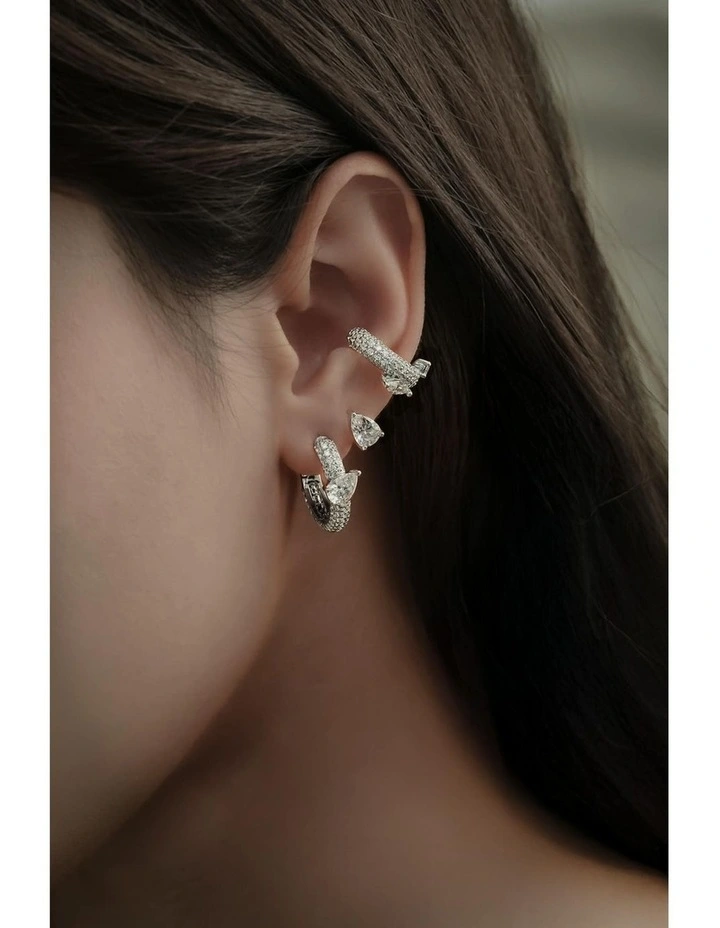 Uncontained Huggie Earrings in Silver image 2