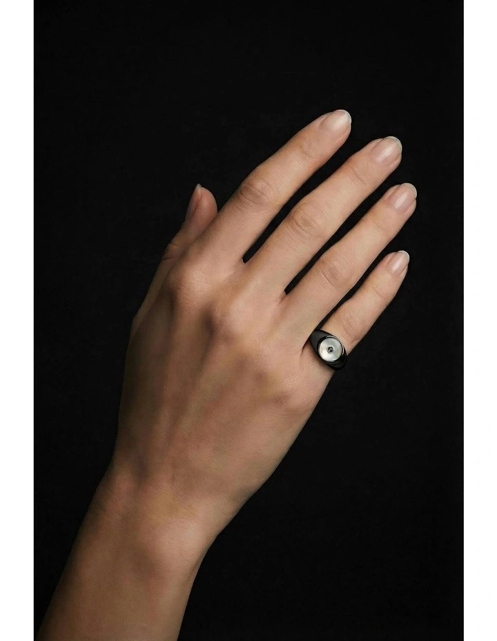 Minx Shell Signet Ring in Black image 2