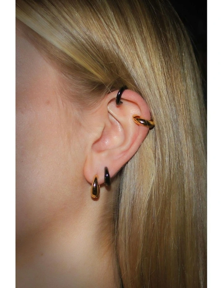 XSculpt Huggie Petite Earrings in Black image 2