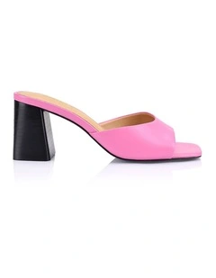 Stop Heeled Mules Leather in Rose