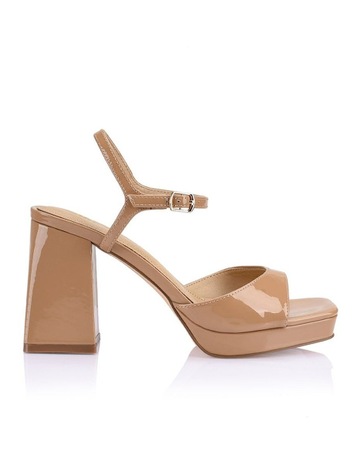 Martinez Platform Heels Soft Patent in Tan