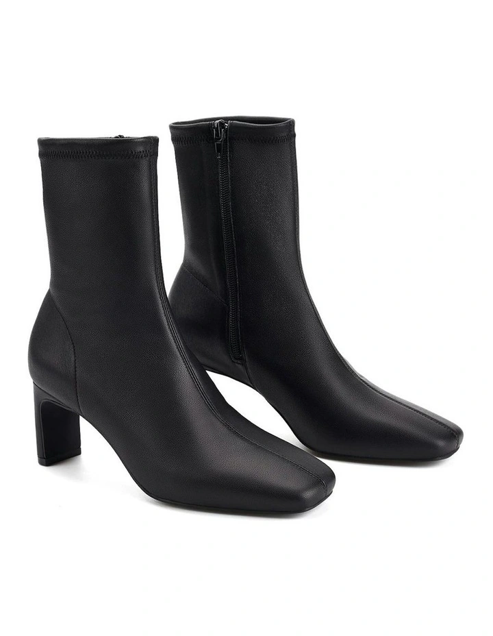 JoJo Block Heel Ankle Boots in Black image 2