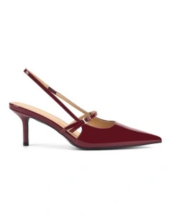 York Slingback Heel in Wine Patent Leather